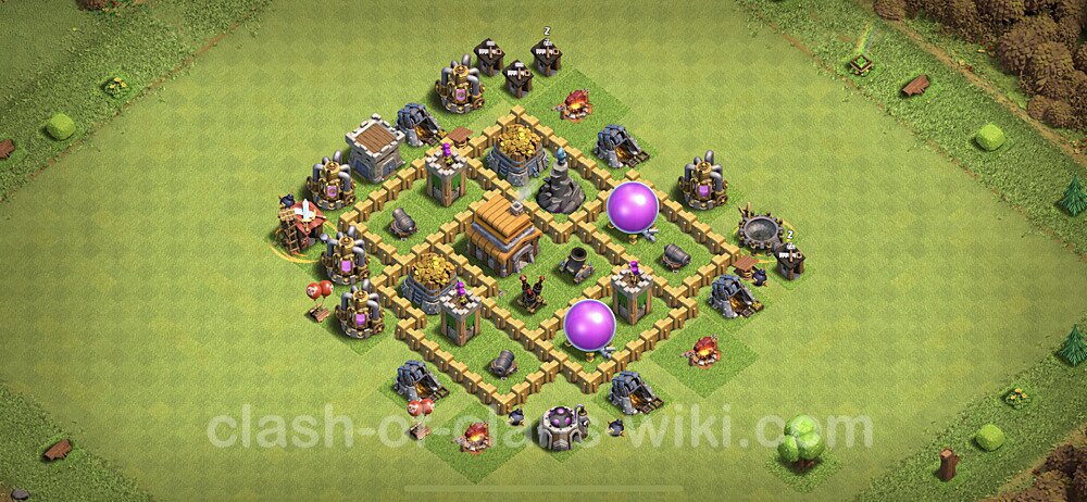 TH5 Trophy Base Plan with Link, Anti Air, Copy Town Hall 5 Base Design, #89