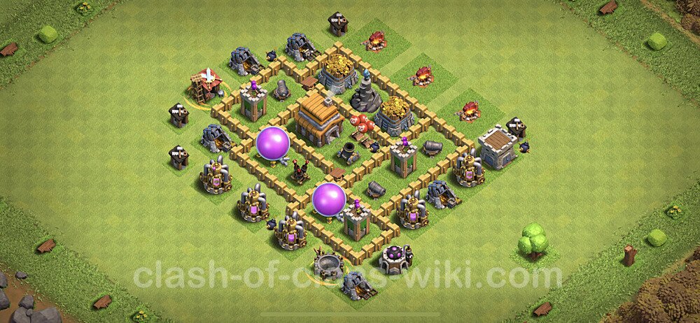 Anti Everything TH5 Base Plan with Link, Hybrid, Copy Town Hall 5 Design, #90