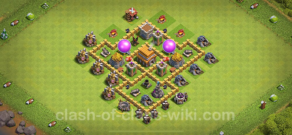 Base plan TH5 (design / layout) with Link, Anti Air, Hybrid for Farming 2024, #1702