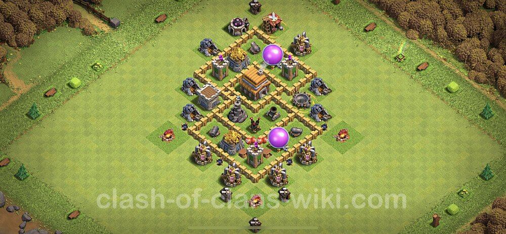 Base plan TH5 Max Levels with Link, Anti Air, Hybrid for Farming, #262