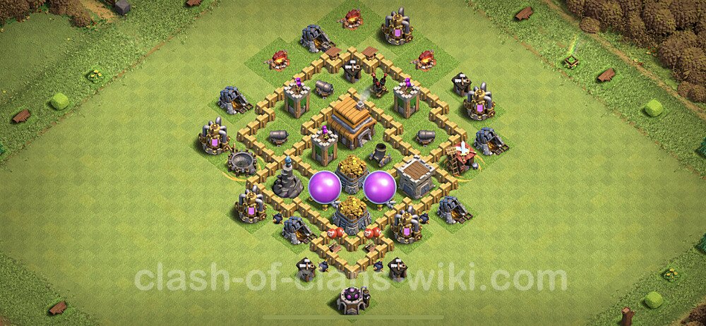Base plan TH5 Max Levels with Link, Anti Everything, Hybrid for Farming, #84