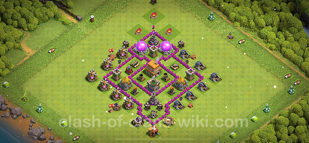 TH6 Trophy Base Plan with Link, Copy Town Hall 6 Base Design 2024, #1561