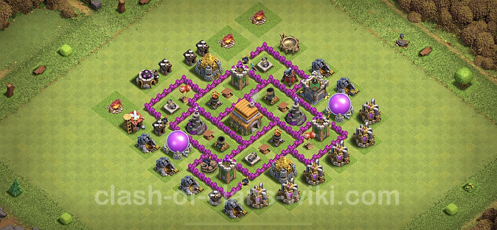 TH6 Anti 3 Stars Base Plan with Link, Anti Everything, Copy Town Hall 6 Base Design, #303