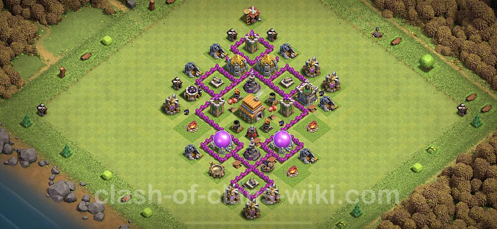 Full Upgrade TH6 Base Plan with Link, Hybrid, Copy Town Hall 6 Max Levels Design, #304