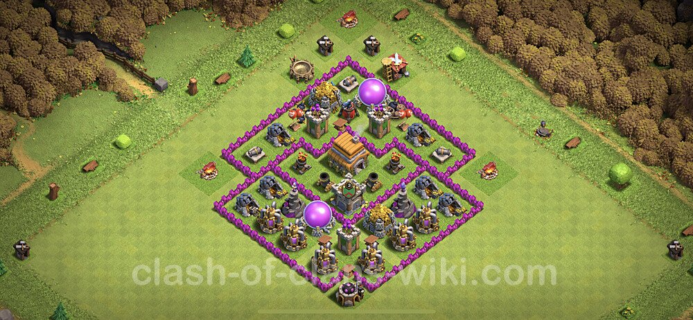 TH6 Anti 2 Stars Base Plan with Link, Anti Air, Copy Town Hall 6 Base Design, #305