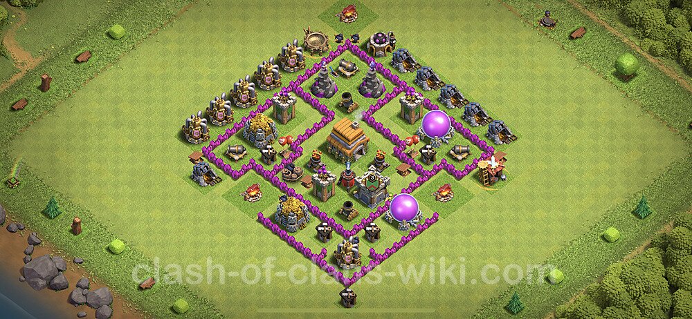 TH6 Trophy Base Plan with Link, Anti Air, Copy Town Hall 6 Base Design 2023, #94
