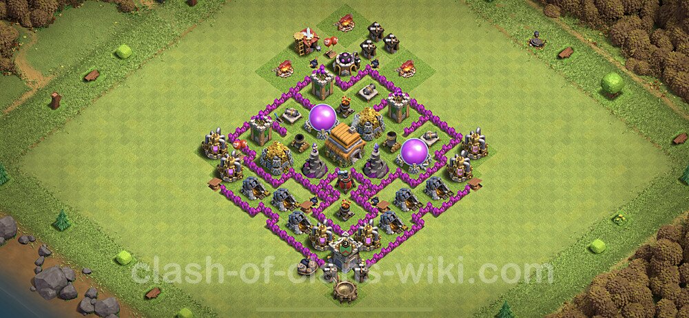 Base plan TH6 (design / layout) with Link, Hybrid for Farming, #100