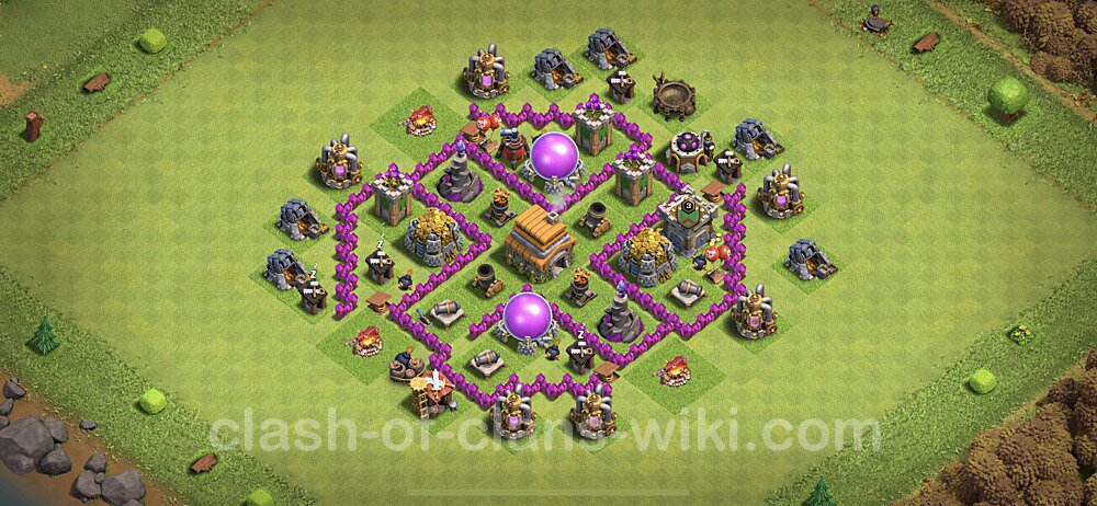 Base plan TH6 Max Levels with Link, Hybrid for Farming, #101