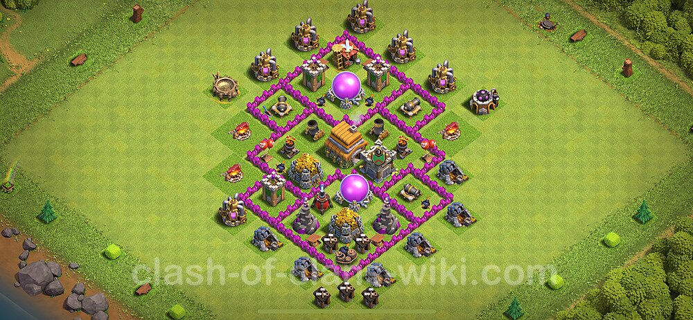 Base plan TH6 Max Levels with Link, Anti Everything for Farming 2024, #1782