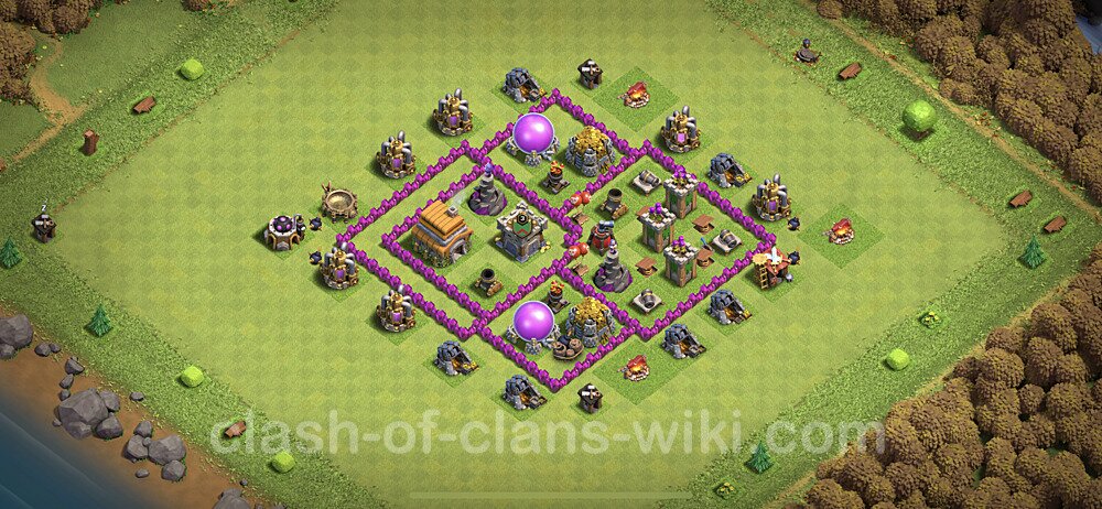 Base plan TH6 Max Levels with Link, Anti Air for Farming, #296