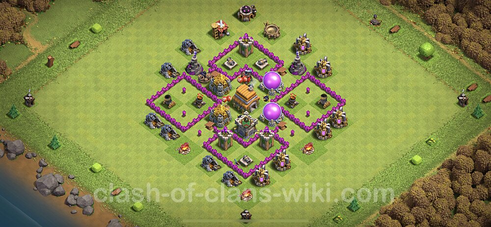 Base plan TH6 Max Levels with Link, Anti 3 Stars, Anti Everything for Farming, #299