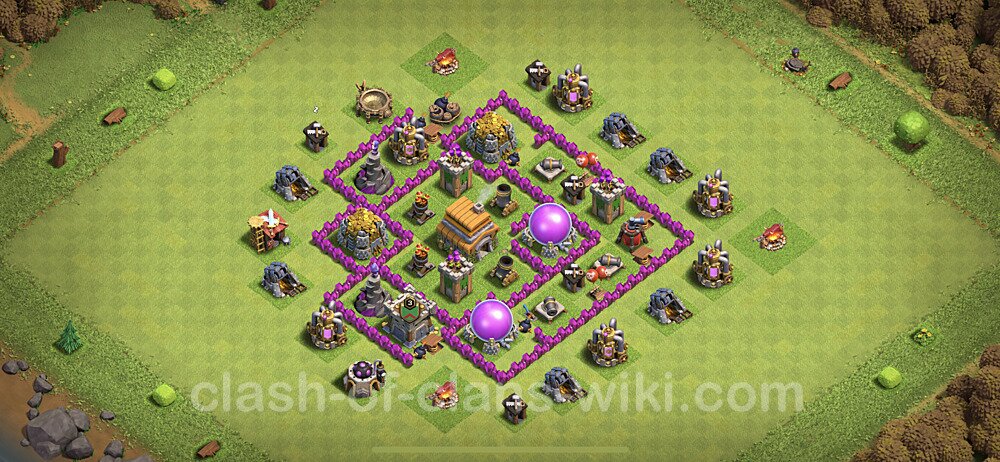 Base plan TH6 (design / layout) with Link, Anti 3 Stars, Hybrid for Farming, #303