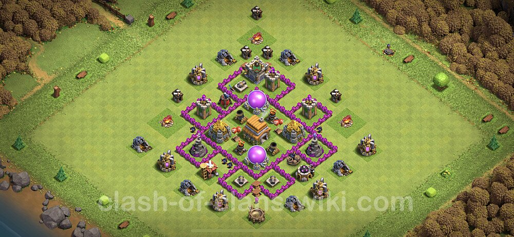 Base plan TH6 (design / layout) with Link, Anti Everything, Hybrid for Farming, #92
