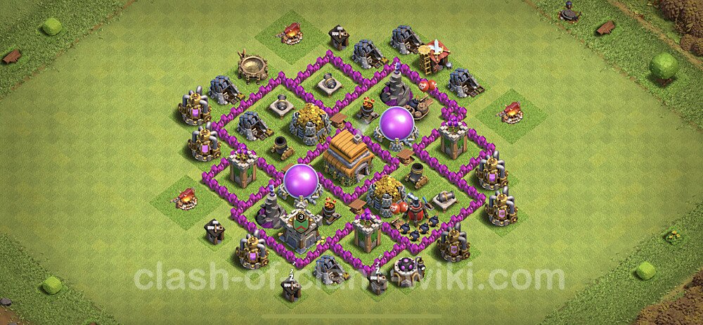 Base plan TH6 (design / layout) with Link, Anti 3 Stars, Anti Everything for Farming, #93