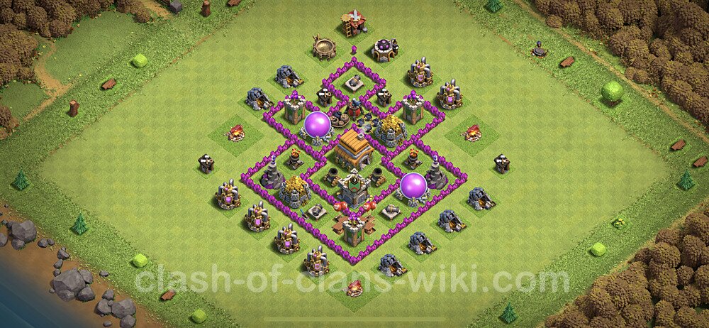 Base plan TH6 (design / layout) with Link, Hybrid for Farming, #94