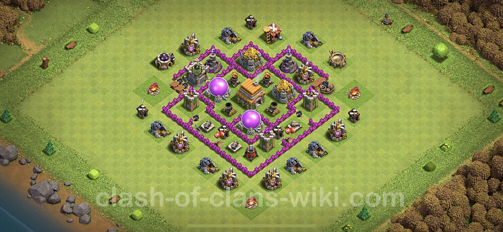 Base plan TH6 Max Levels with Link, Hybrid for Farming, #96