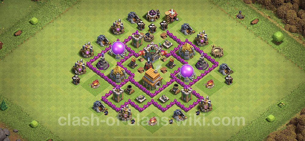 Base plan TH6 (design / layout) with Link, Anti Air, Hybrid for Farming, #97