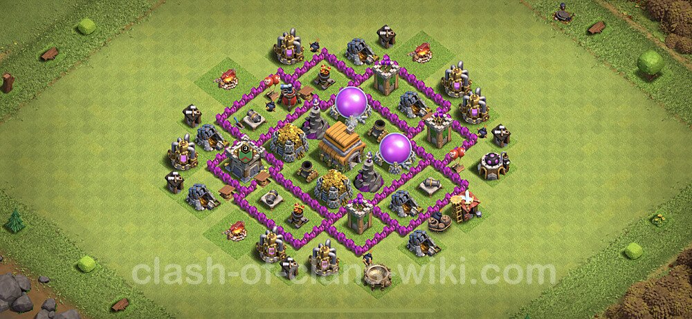 Base plan TH6 (design / layout) with Link, Anti Everything, Hybrid for Farming, #99