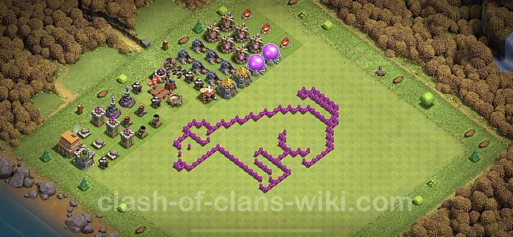 TH6 Troll Base Plan with Link, Copy Town Hall 6 Funny Art Layout, #1