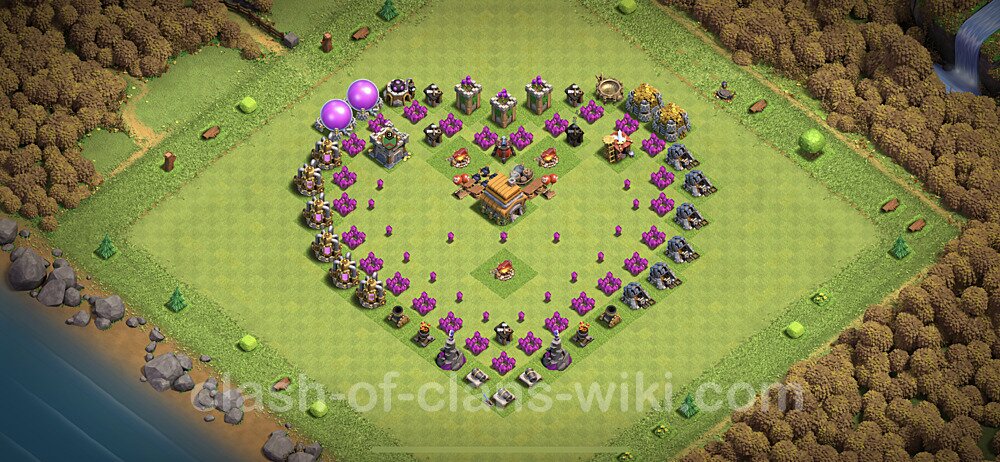 TH6 Troll Base Plan with Link, Copy Town Hall 6 Funny Art Layout, #3