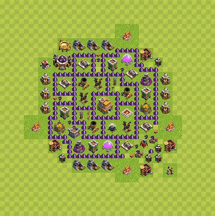 TH7 Trophy Base Plan with Link, Copy Town Hall 7 Base Design, #121