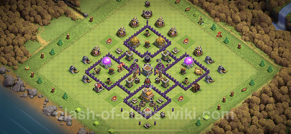 Full Upgrade TH7 Base Plan with Link, Anti 3 Stars, Hybrid, Copy Town Hall 7 Max Levels Design, #398