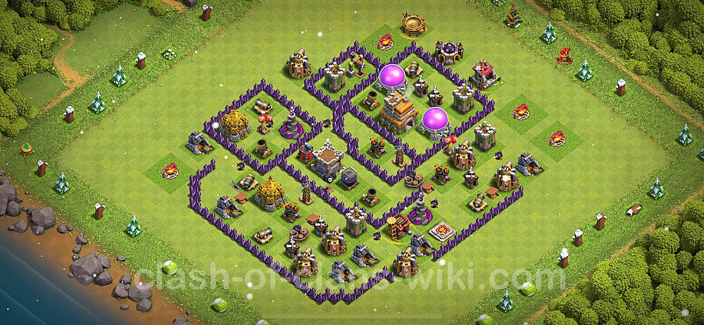Base plan TH7 (design / layout) with Link, Anti 2 Stars, Hybrid for Farming 2024, #1172