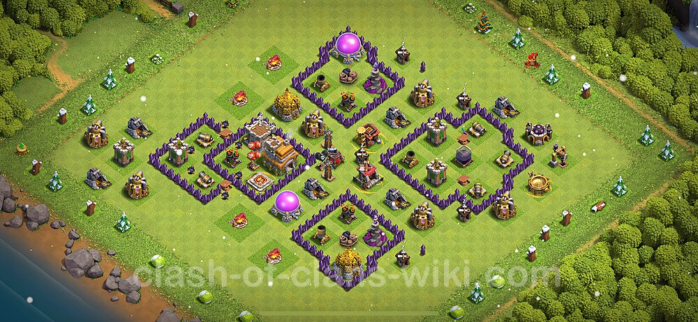 Base plan TH7 (design / layout) with Link, Anti Everything for Farming 2024, #1369