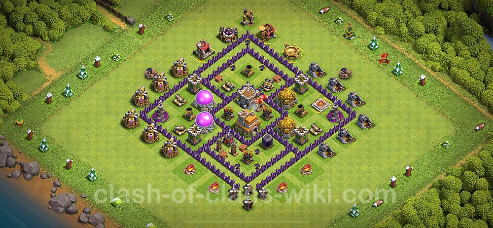 Base plan TH7 (design / layout) with Link, Anti 3 Stars for Farming 2024, #1737