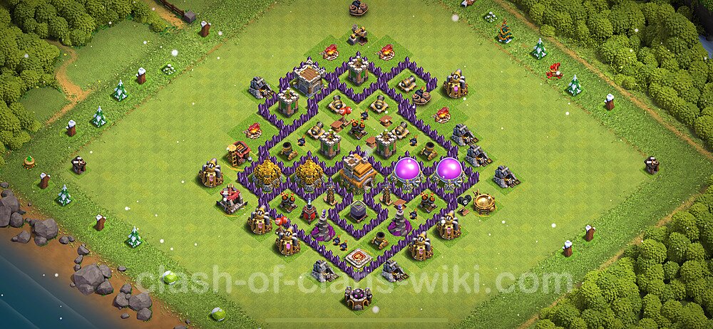 Base plan TH7 (design / layout) with Link, Anti 3 Stars, Hybrid for Farming 2024, #705