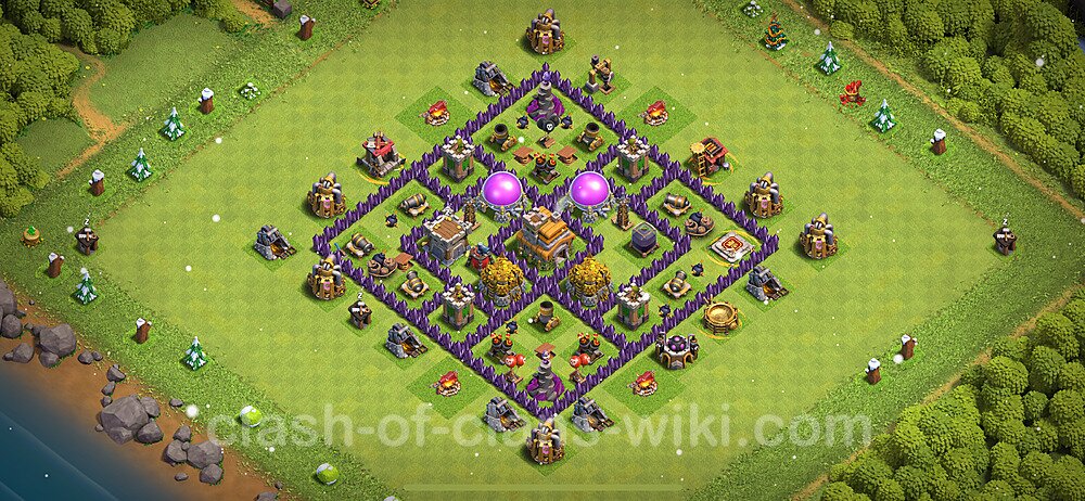 Base plan TH7 (design / layout) with Link, Anti 2 Stars, Hybrid for Farming 2024, #892