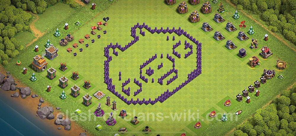 TH7 Troll Base Plan with Link, Copy Town Hall 7 Funny Art Layout 2024, #1734