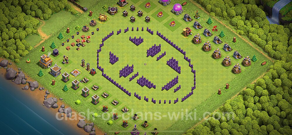 TH7 Troll Base Plan with Link, Copy Town Hall 7 Funny Art Layout 2024, #1794