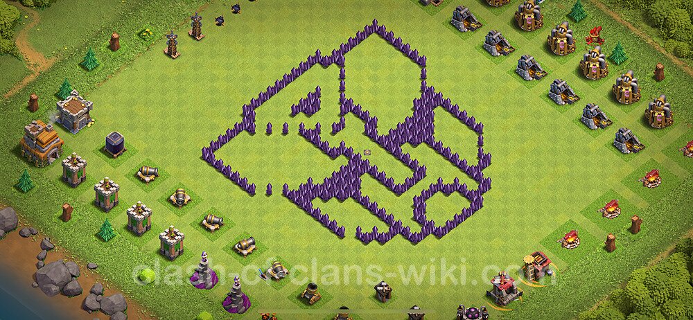 TH7 Troll Base Plan with Link, Copy Town Hall 7 Funny Art Layout 2024, #1796