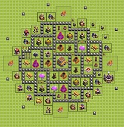 Base plan (layout), Town Hall Level 8 for trophies (defense) (#16)