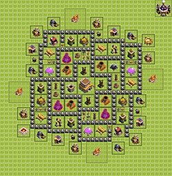 Base plan (layout), Town Hall Level 8 for trophies (defense) (#22)