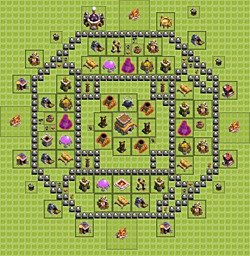 Base plan (layout), Town Hall Level 8 for trophies (defense) (#24)