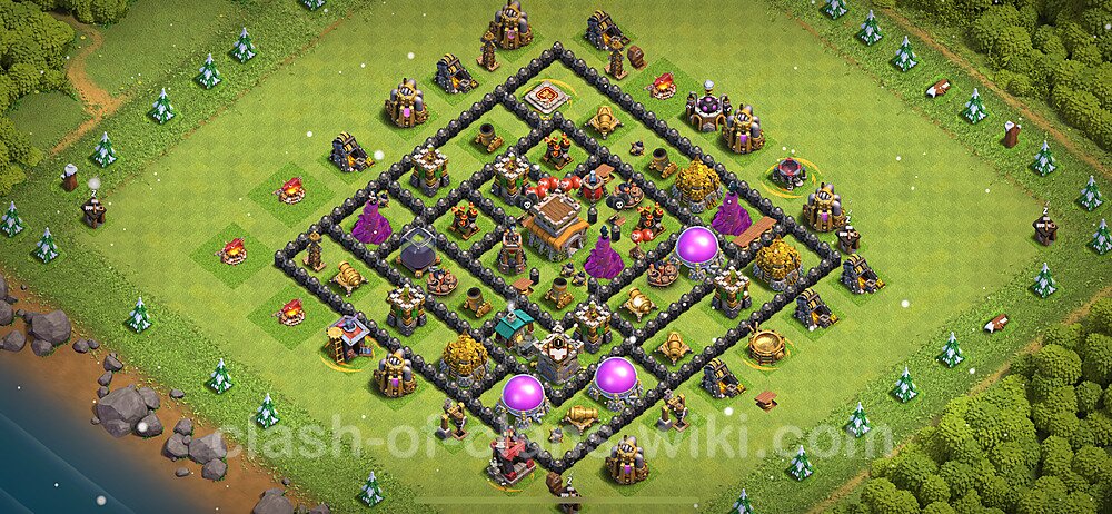 TH8 Anti 3 Stars Base Plan with Link, Anti Everything, Copy Town Hall 8 Base Design 2024, #1357