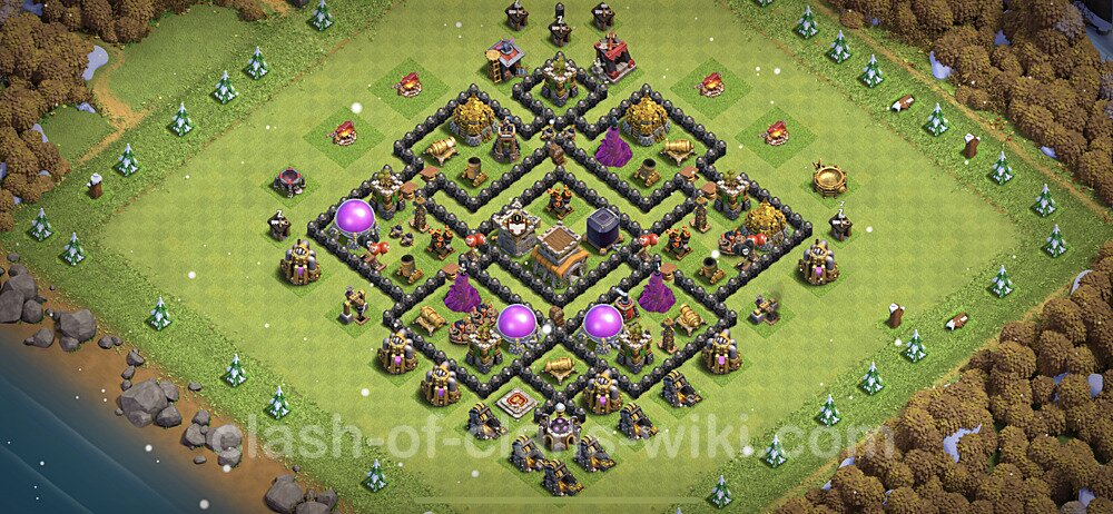 TH8 Anti 3 Stars Base Plan with Link, Anti Everything, Copy Town Hall 8 Base Design 2023, #421