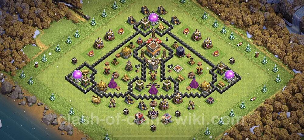 TH8 Trophy Base Plan with Link, Copy Town Hall 8 Base Design, #446