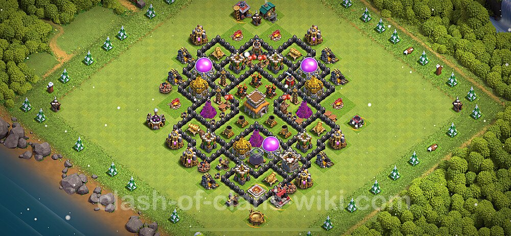 TH8 Anti 3 Stars Base Plan with Link, Anti Everything, Copy Town Hall 8 Base Design 2024, #714