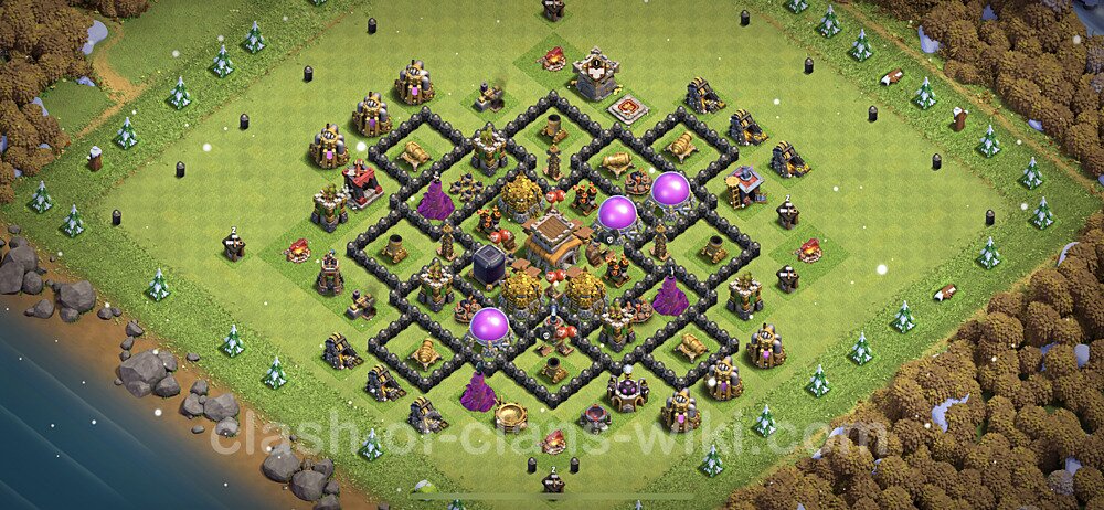 Base plan TH8 (design / layout) with Link, Anti Everything, Hybrid for Farming, #594