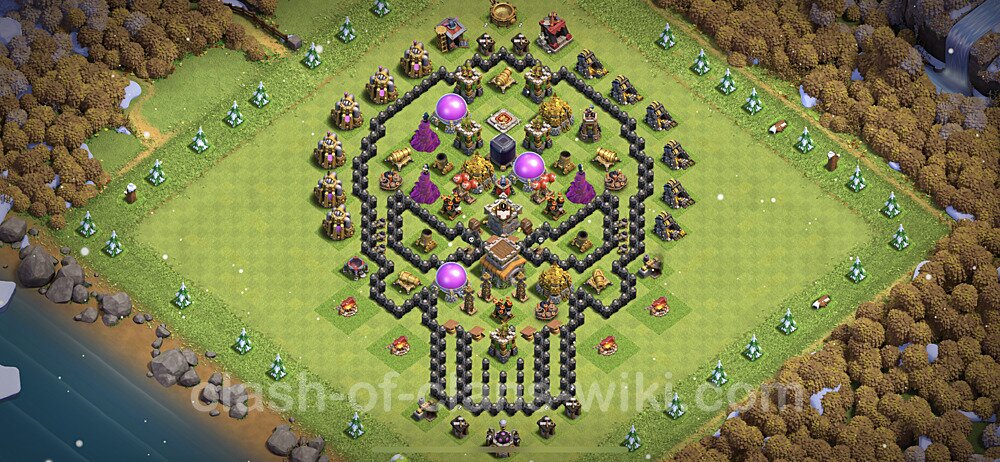 TH8 Troll Base Plan with Link, Copy Town Hall 8 Funny Art Layout, #10