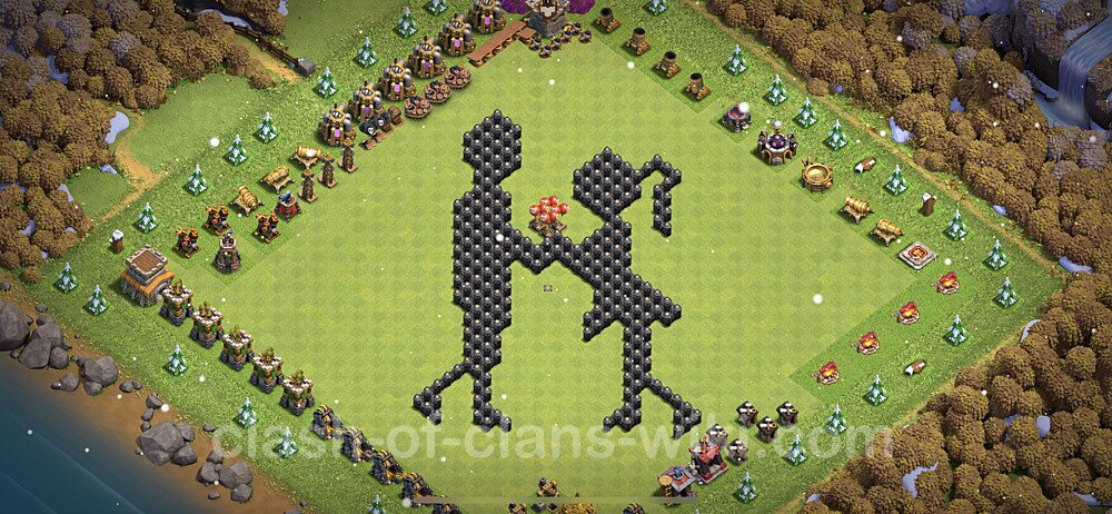 TH8 Troll Base Plan with Link, Copy Town Hall 8 Funny Art Layout, #16