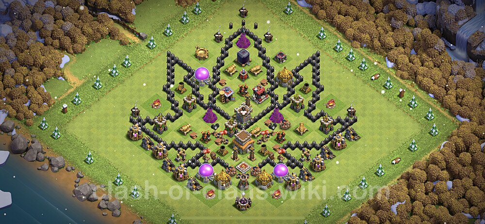 TH8 Troll Base Plan with Link, Copy Town Hall 8 Funny Art Layout, #18