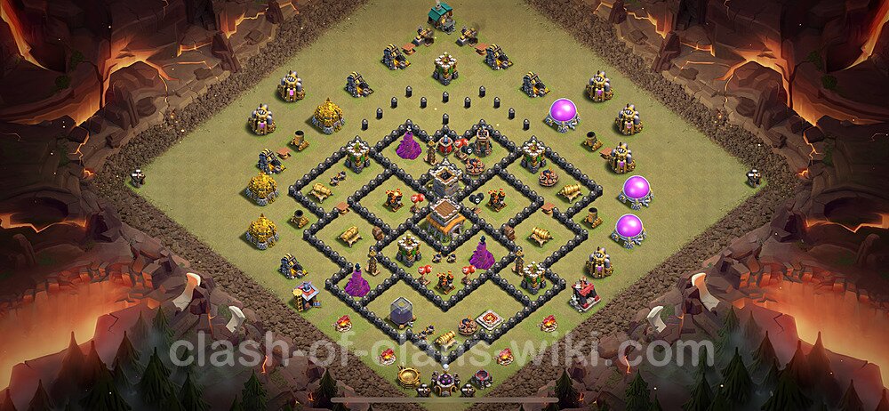 Die Maximal Clan War Base RH8 + Link 2024 - COC Rathaus Level 8 Kriegsbase (CK / CW), #1278