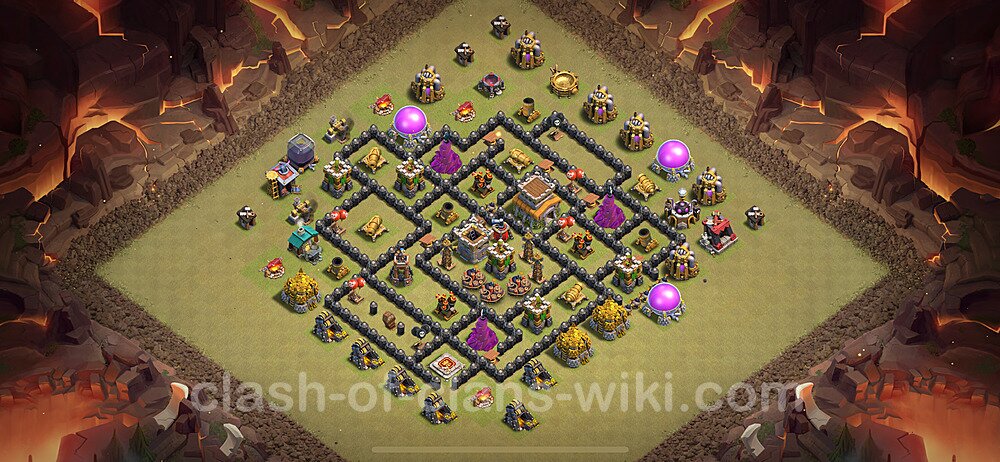 Die Maximal Clan War Base RH8 + Link, Anti 3 Sterne 2024 - COC Rathaus Level 8 Kriegsbase (CK / CW), #1567