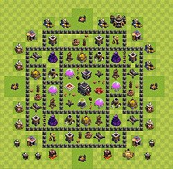 Base plan (layout), Town Hall Level 9 for trophies (defense) (#26)