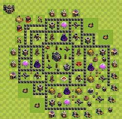 Base plan (layout), Town Hall Level 9 for trophies (defense) (#43)