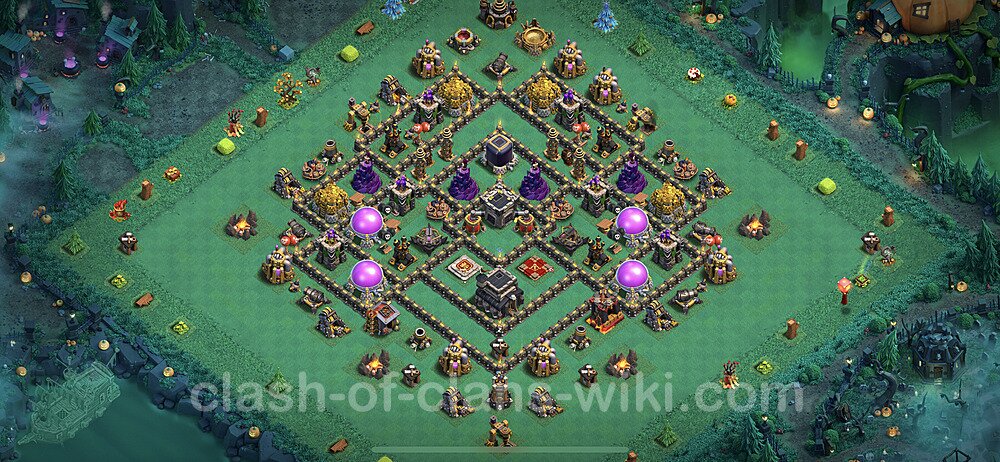 TH9 Trophy Base Plan with Link, Hybrid, Copy Town Hall 9 Base Design 2023, #111